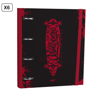 PACK 6 UNITÀ CARTELLA 4 ANELLI CON RICAMBIO A4 SKATE