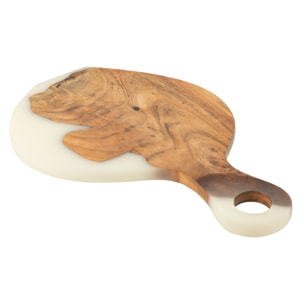 J-Line Planche A Decouper Bois D'acacia/Resine Naturel/Blanc