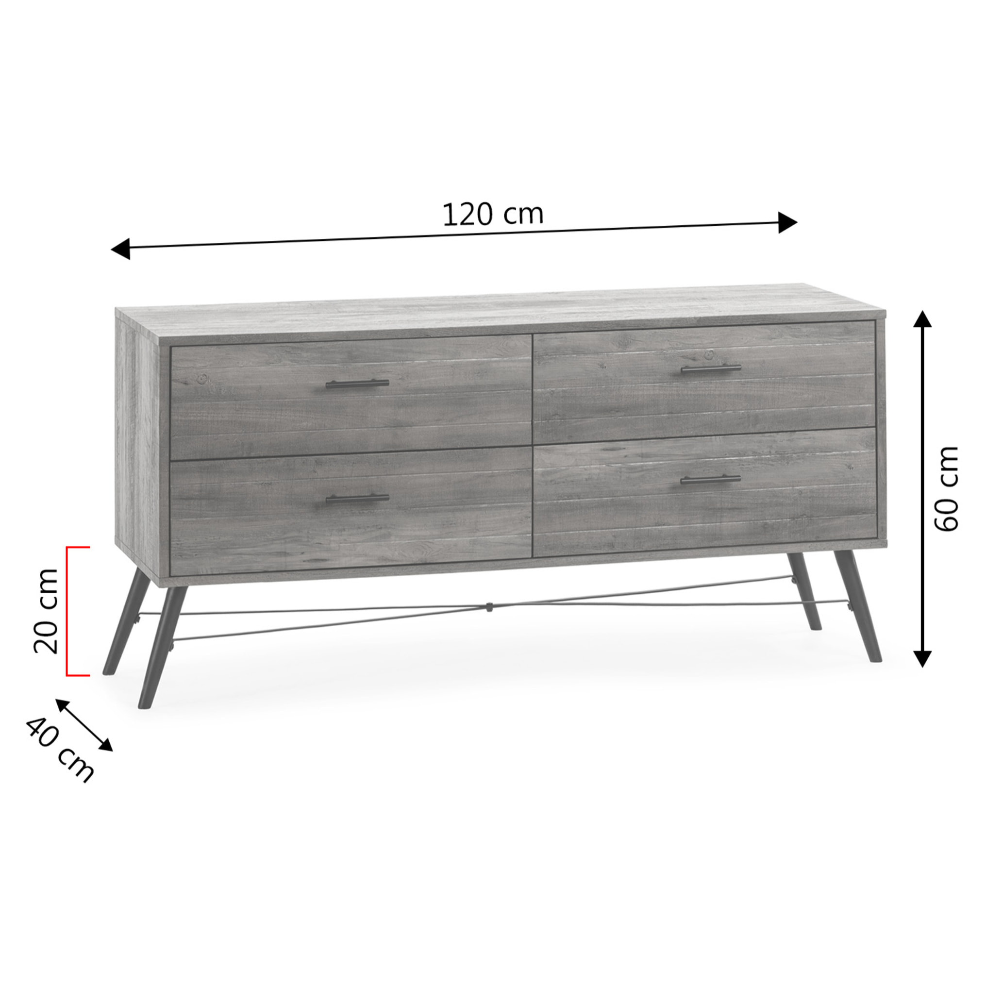 Mueble TV Clavel 4 cajones Color Rustic