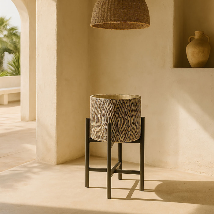 Cache pot sur pieds noirs 27 x h40cm YORI