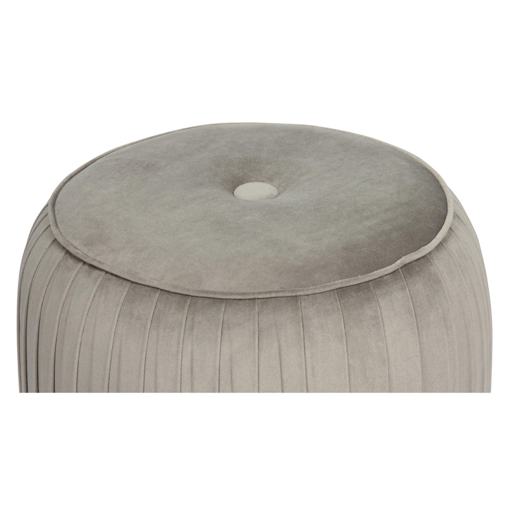 Pouf contenitore Lyla in velluto grigio con base dorata