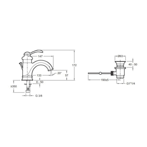 Lot de 2 robinets lavabo Fairfax bec bas