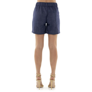 Bermudas Leone Fancy Stripes de mezcla de lino para mujer