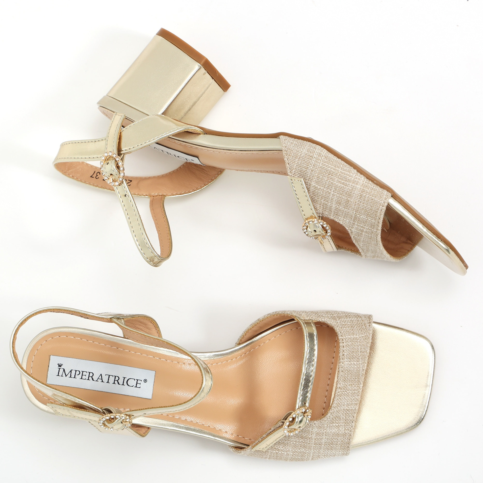 Sandali in simil pelle con tacco comodo e dettaglio cinturino strass