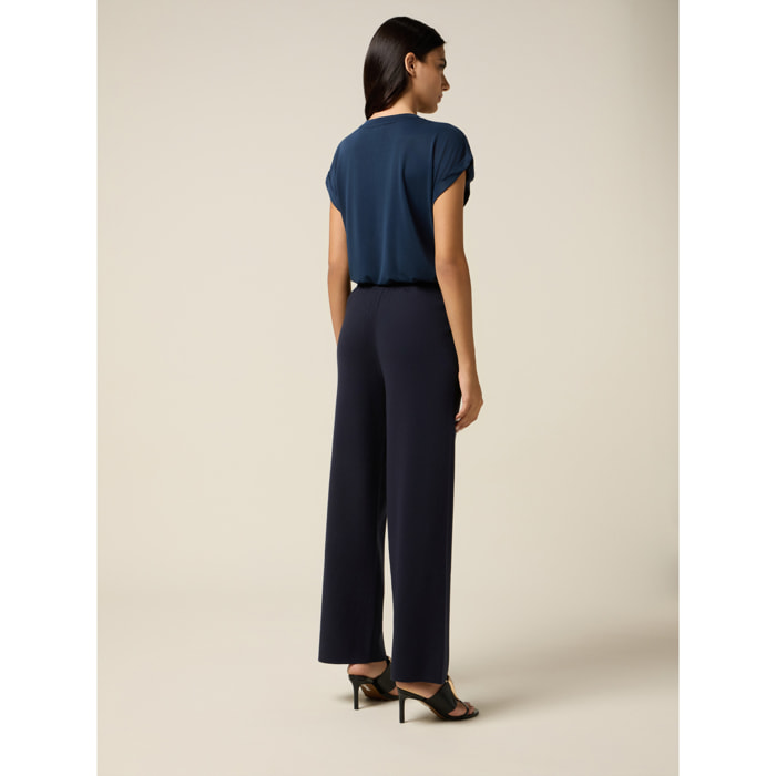 Oltre - Pantaloni in maglia con castoni - Blu