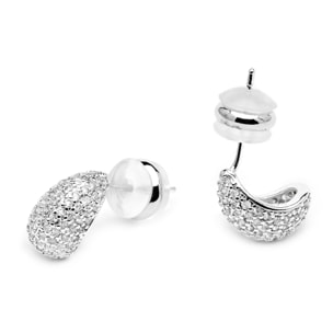 Pendientes acabado plata y Circonita Brillante