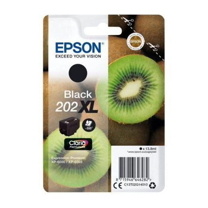 Cartouche d'encre EPSON Originale 202 XL Haute Capacité Noire Série Kiwi - C13T02E14010