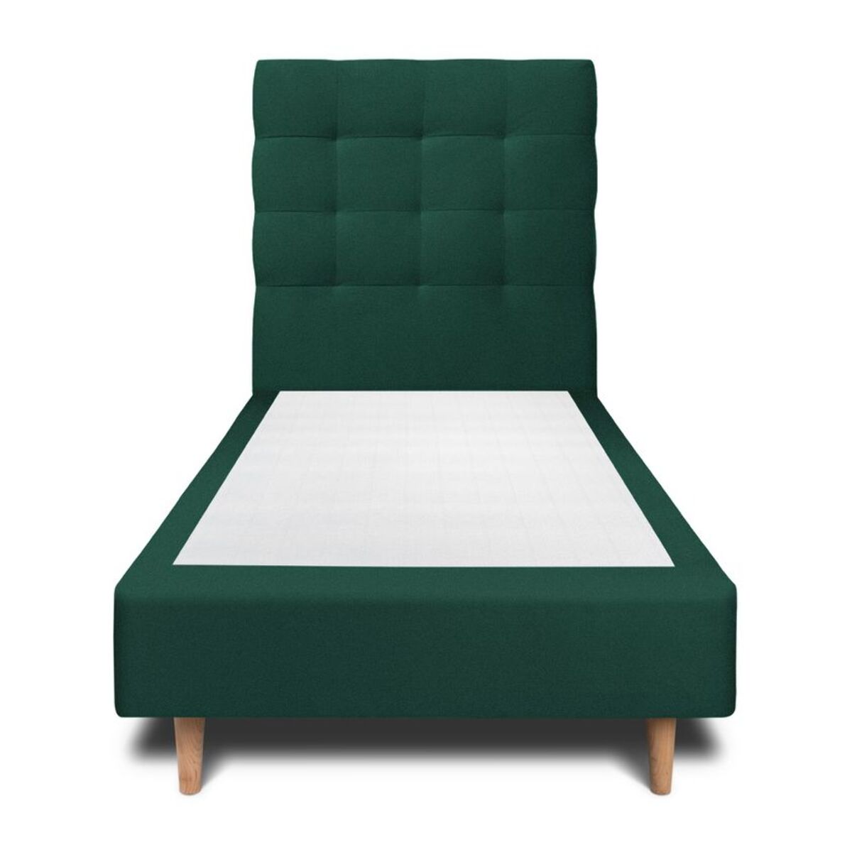 Lit avec tête de lit capitonnée velours et sommier tapissier Ep20