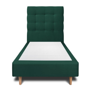 Lit avec tête de lit capitonnée velours et sommier tapissier Ep20