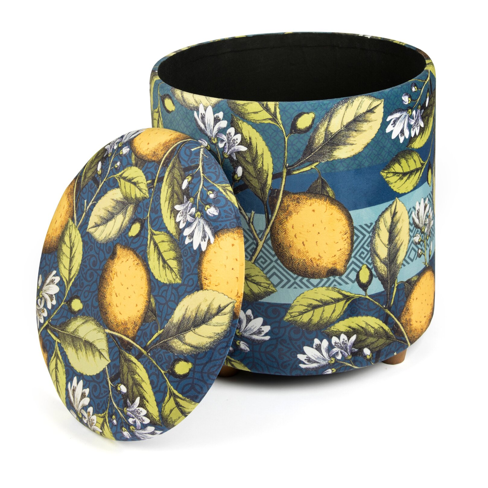 Pouf contenitore Excelsa Boboli in velluto e legno 39x39x43 cm multicolore