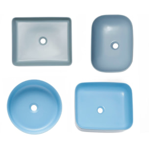 Vasque à poser ronde en céramique diamètre 39 cm - bleu mat - sans trop-plein - SAT Infinitio