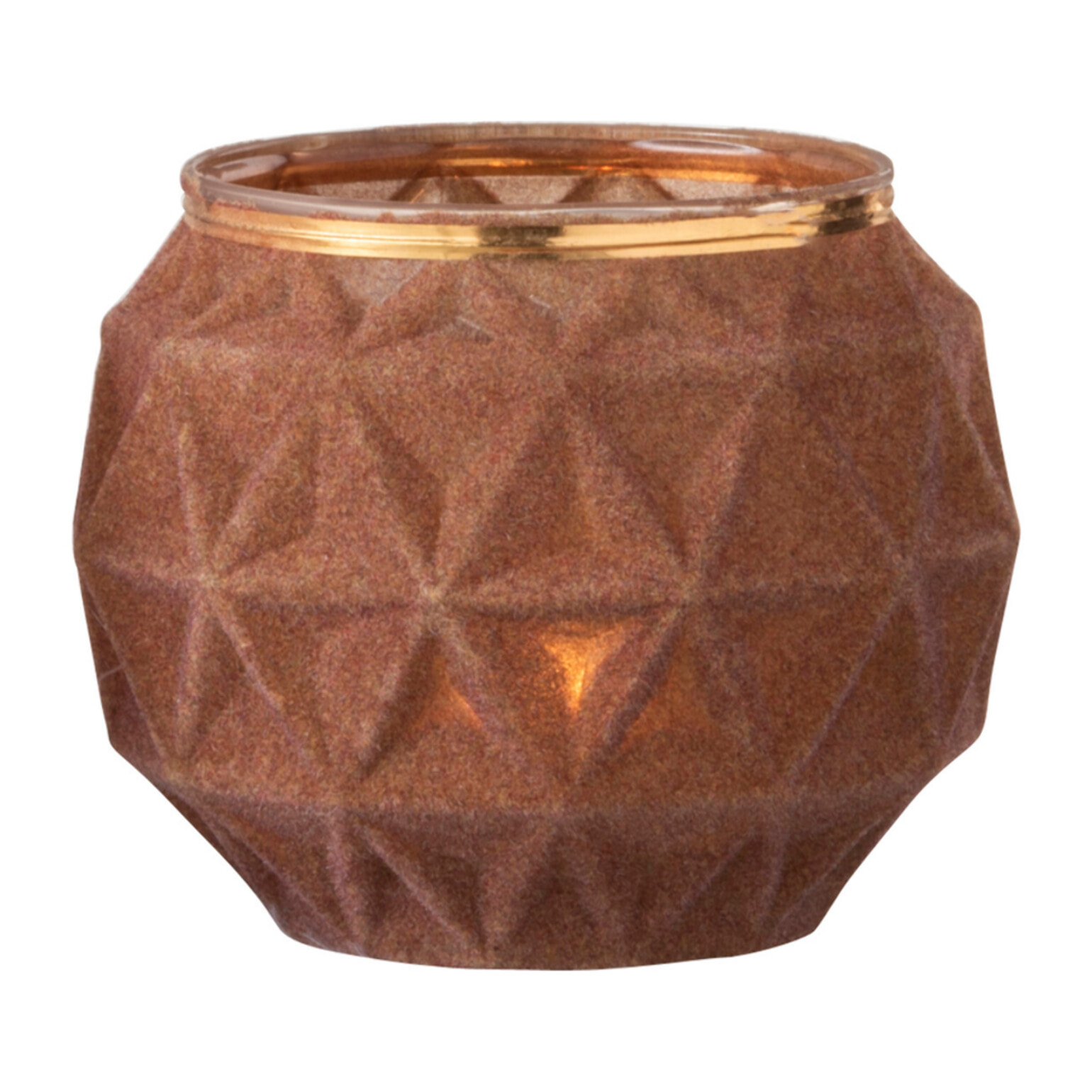 J-Line bougeoir Boule - verre - ocre - large - 2 pcs