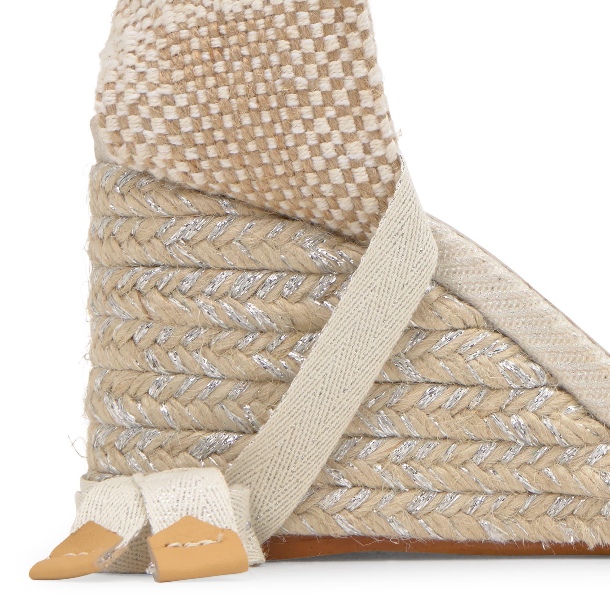 Sandalia Brittany cuña de yute con lurex y cierre de cintas