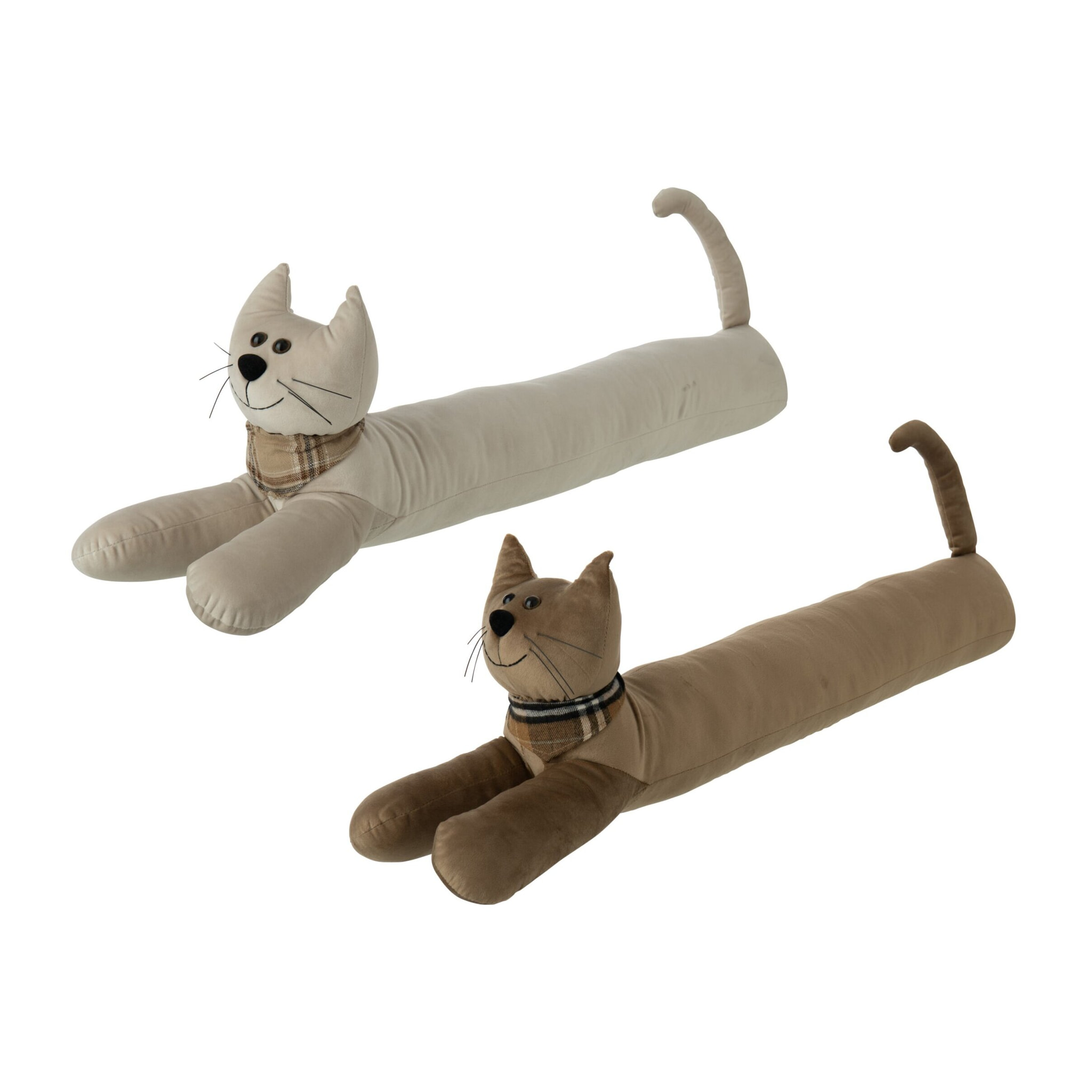 J-Line boudins de porte chat - polyester - beige/camel - assortiment de 2