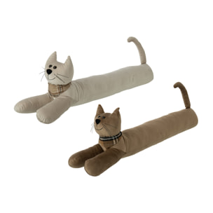J-Line boudins de porte chat - polyester - beige/camel - assortiment de 2