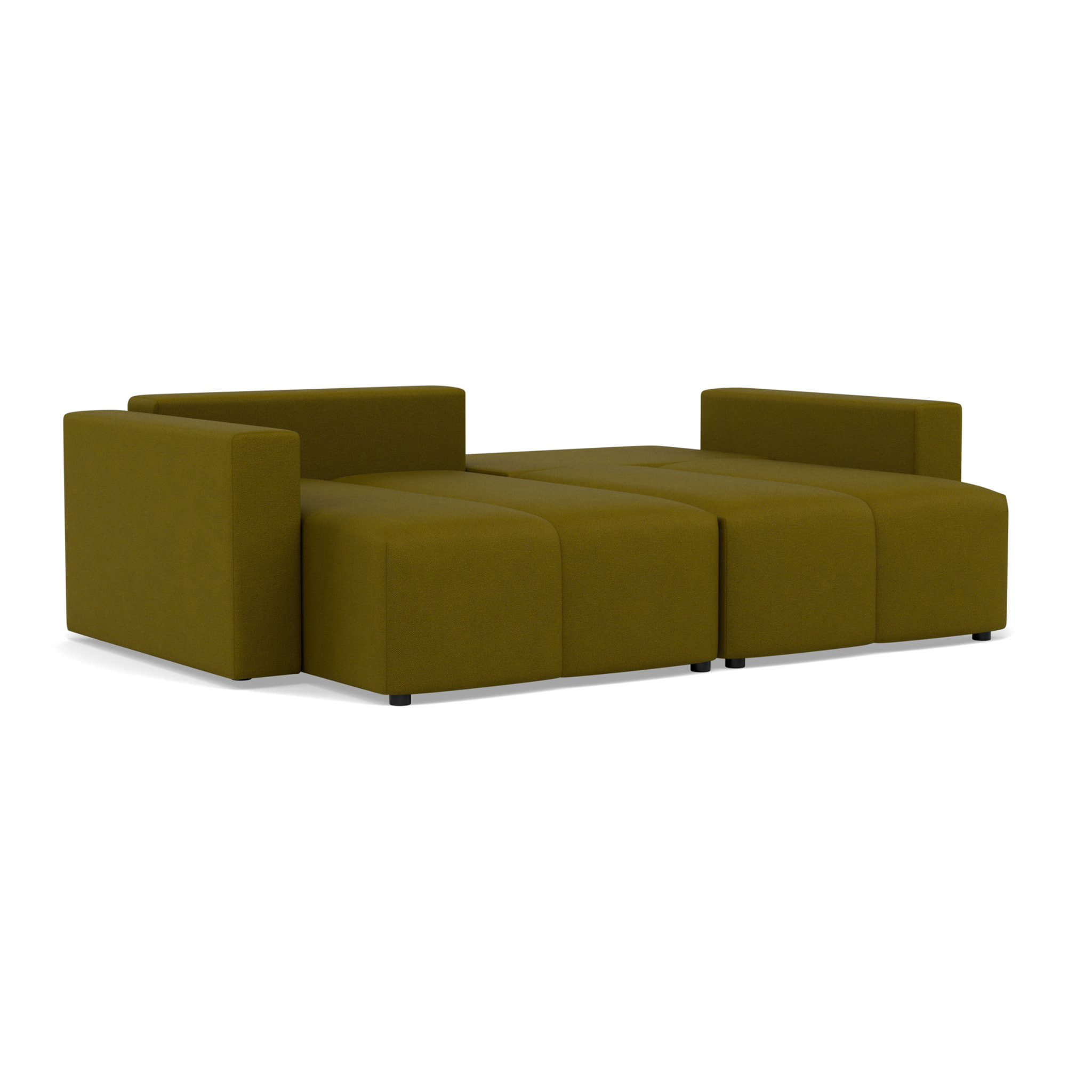 Daryl - canapé d'angle réversible 4 places convertible avec coffre en tissu texturé - Vert