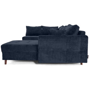 Rune - canapé panoramique d'angle gauche 7 places en velours texturé - Bleu