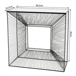 THEODORE - Console carrée métal noir plateau verre