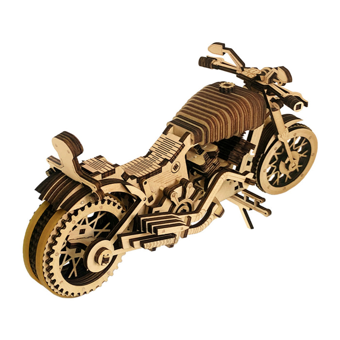 Maqueta de Madera 3D, con movimiento mecánico diseño de Motocicleta de carretera. 153 piezas.