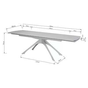 Table à rallonges Lana 260x90cm beige Kare Design