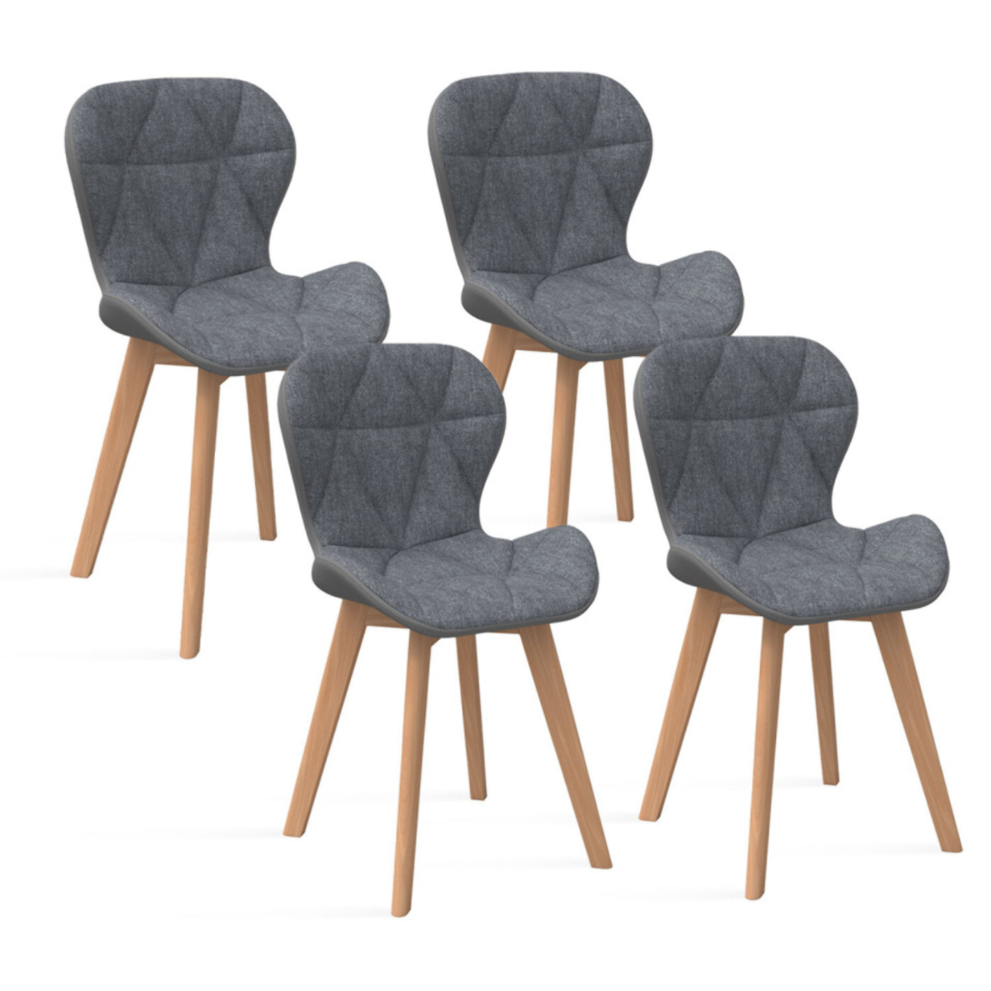 Chaises Gladys en tissu et pieds bois - Gris