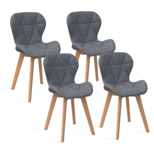 Chaises Gladys en tissu et pieds bois - Gris