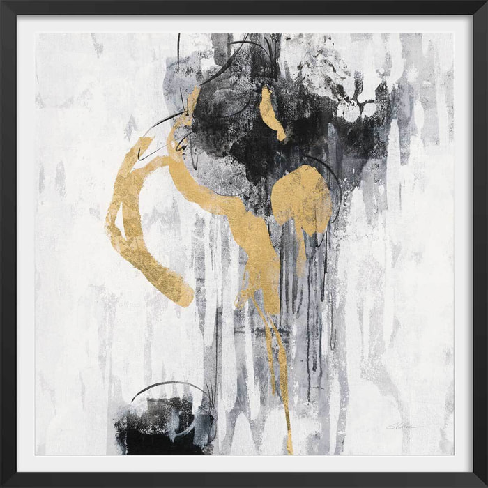 Affiche Pluie dorée Affiche + cadre en bois - Noir