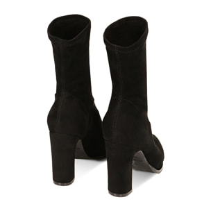Stivaletti neri in microfibra, tacco 9,5 cm