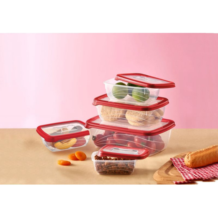 Ensemble de boite de conservation 5 pièces rouge Herzberg HGL763-RED