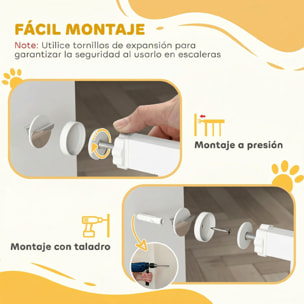Barrera de Seguridad para Perros 75-85 cm para Puertas y Escaleras Puerta de Seguridad Apertura en Dos Sentidos y Solo una Mano Montaje a Presión y Doble Bloqueo Blanco