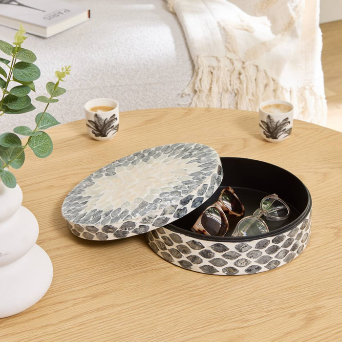 Boîte déco Sheila D25,5cm nacrée grise