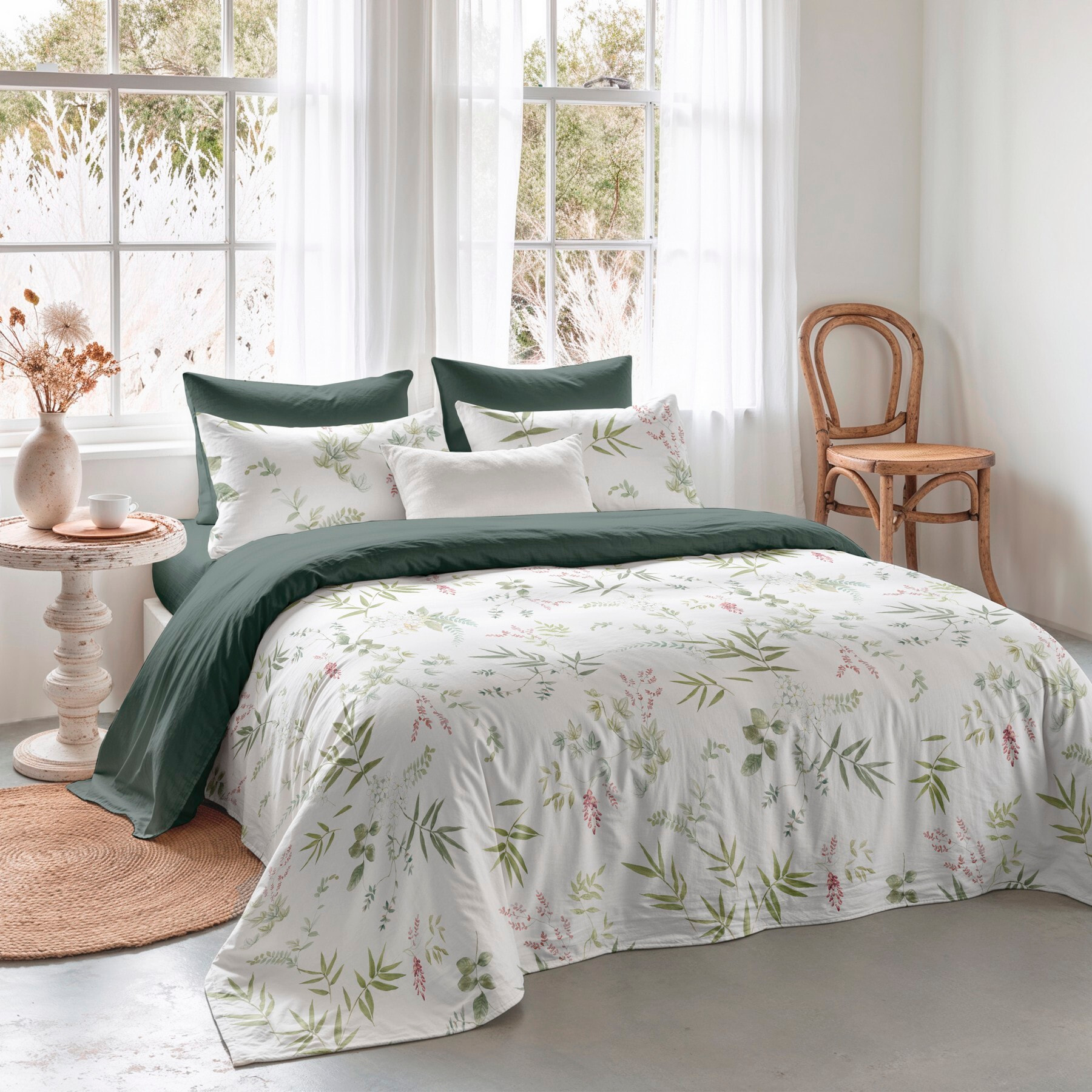 Housse de couette verte trèfle