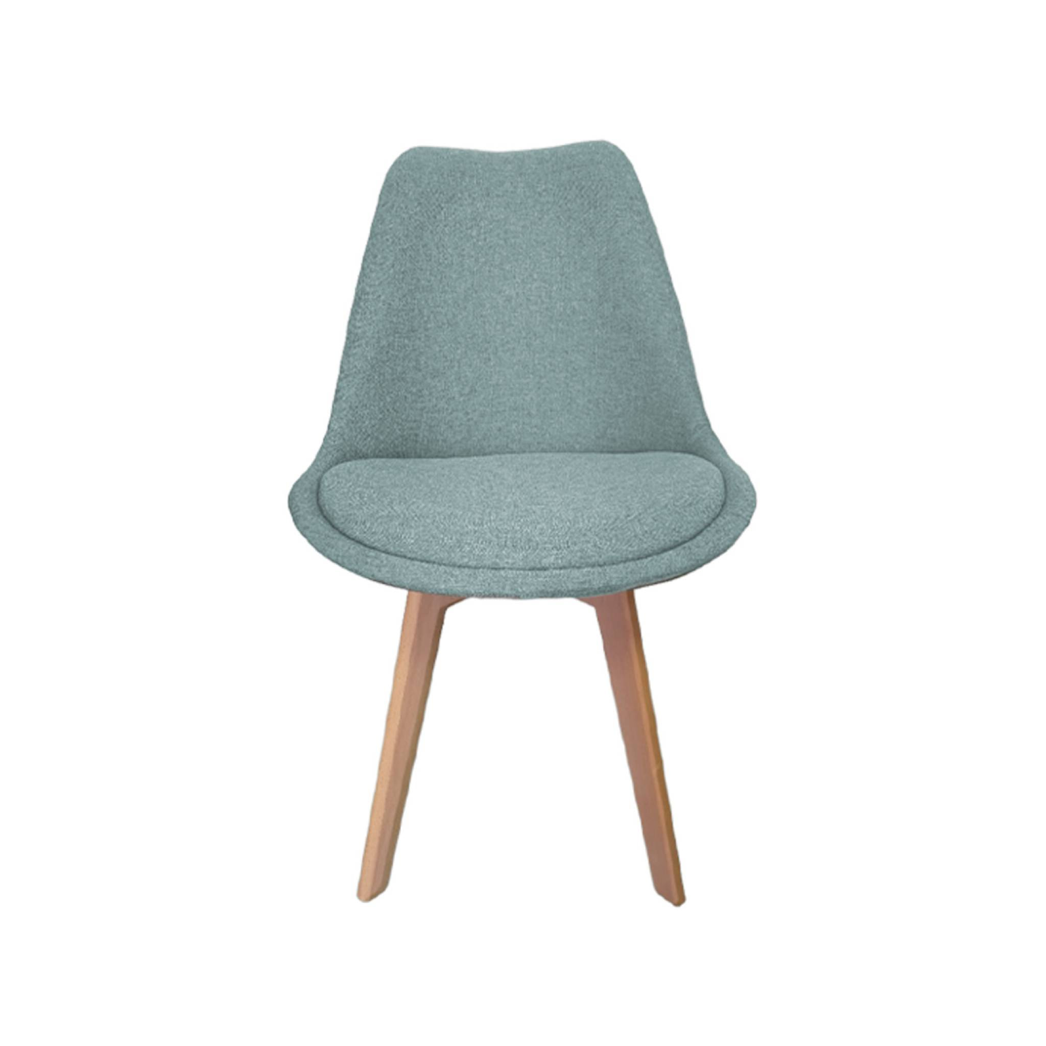 Lot de 4 chaises scandinaves revêtement tissu bleu clair. pieds bois de hêtre - Nils