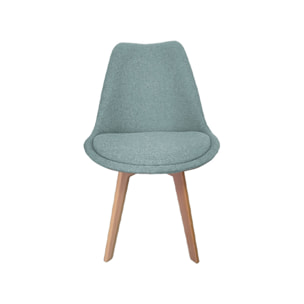 Lot de 4 chaises scandinaves revêtement tissu bleu clair. pieds bois de hêtre - Nils
