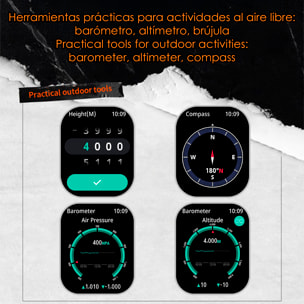 Smartwatch KR92 con llamadas BT, GPS, herramientas de exploración, monitor cardiaco, ChatGPT y + de 100 modos deportivos. Correa metálica magnética.
