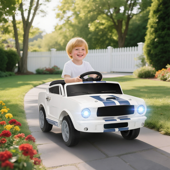 Voiture électrique enfant licence officielle Ford Shelby GT 350 - 12V, 3.5Km/h max. télécommande nombreux effets blanc bleu