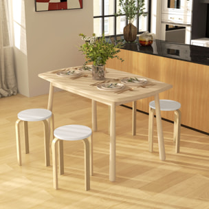 Taburetes Apilables Juego de 4 Taburetes Multiusos Taburetes de Madera Redondos Carga 120 kg para Salón Oficina Dormitorio Estudio Ø40x45 cm Natural y Blanco