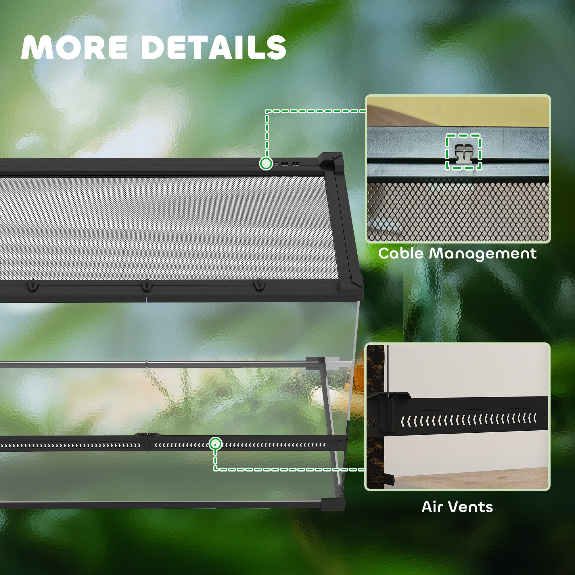 Boîte à reptiles fermeture sécurisée par rotation verre trempé noir