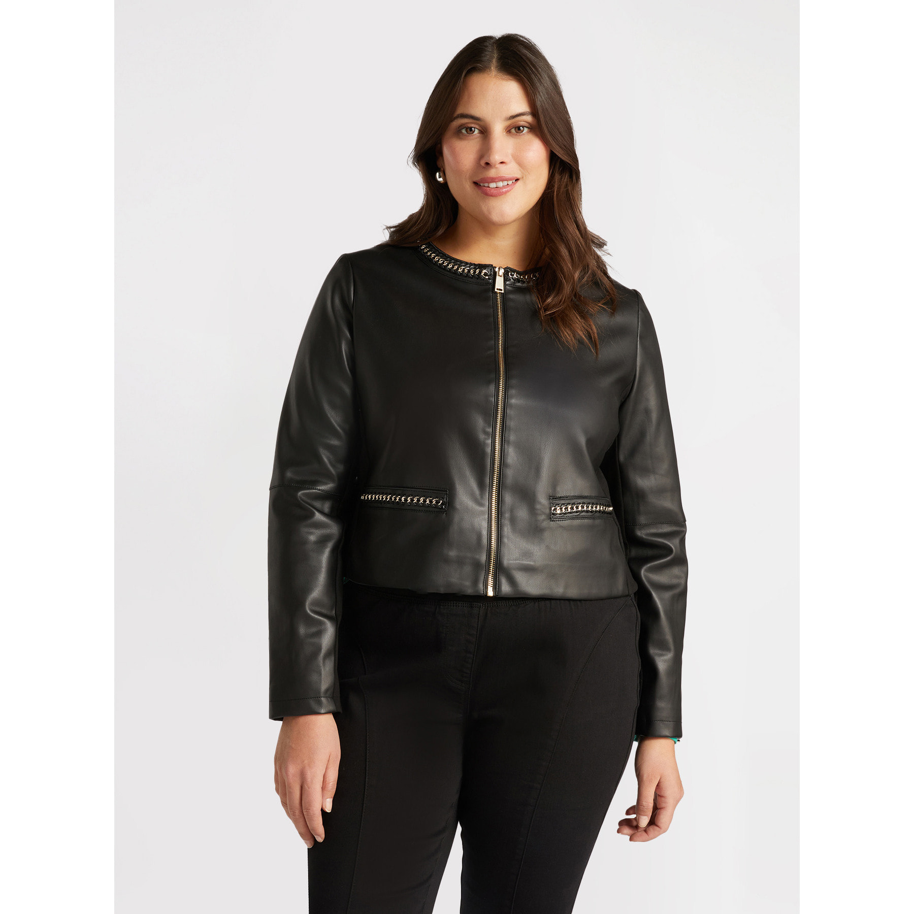 Fiorella Rubino - Giacca biker con catene - Nero