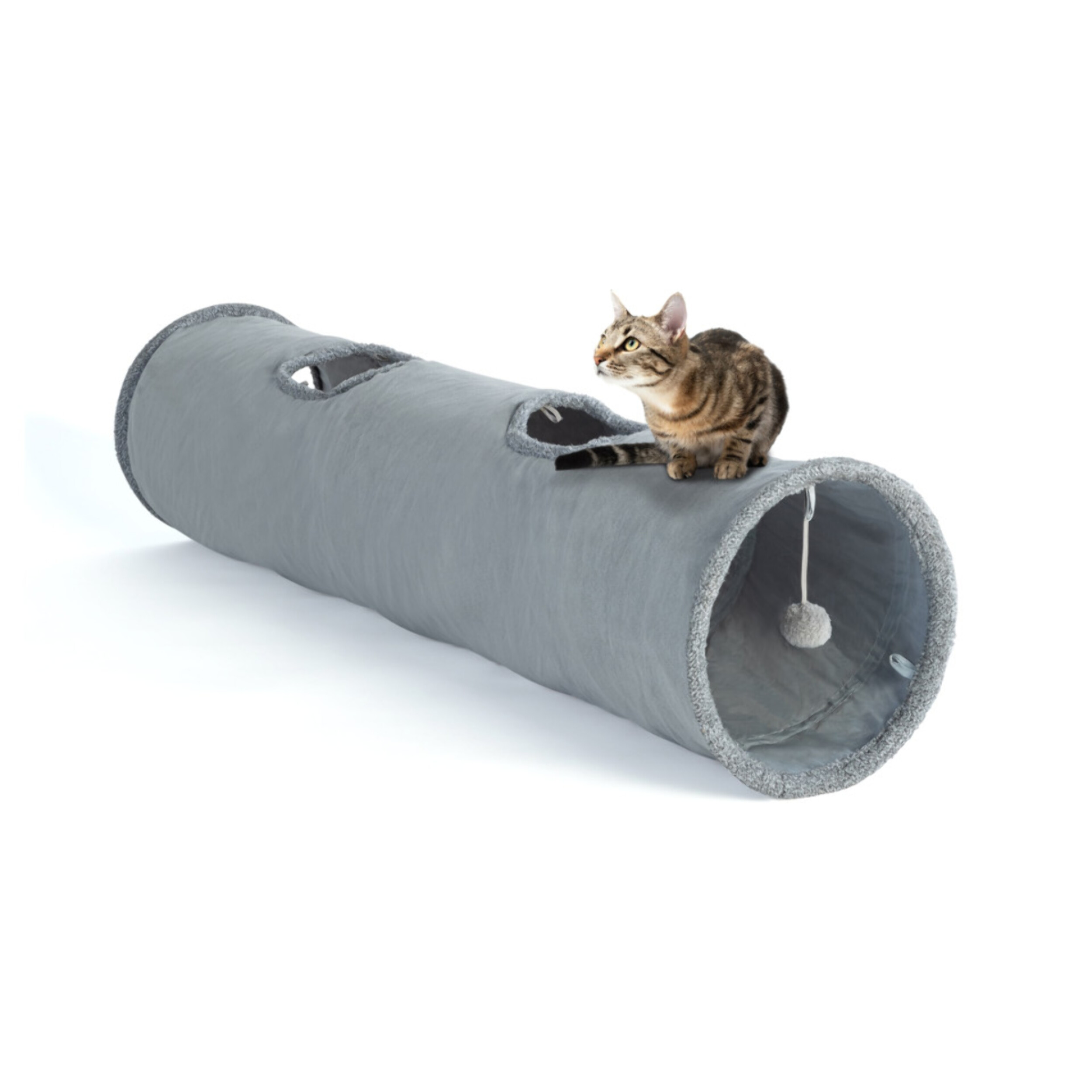 Tunnel pour chat 130 x 30 cm gris