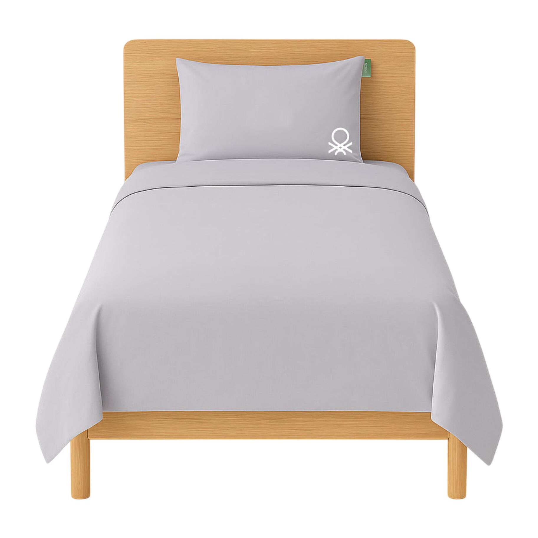 Set 2pc cama (funda nórdica 155x220cm + funda de almohada 80x80cm) 200tc 100% algodón gris y blanco neutral be