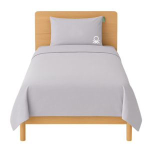 Set 2pc cama (funda nórdica 155x220cm + funda de almohada 80x80cm) 200tc 100% algodón gris y blanco neutral be