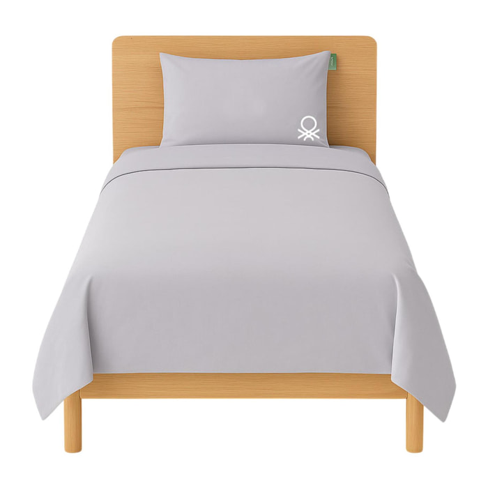 Set 2pc cama (funda nórdica 155x220cm + funda de almohada 80x80cm) 200tc 100% algodón gris y blanco neutral be