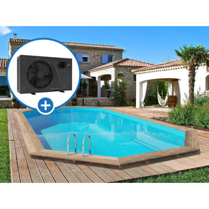 Piscine bois " Palma 130 " - 7.57 x 4.07 x 1.31 m + Pompe à chaleur pour piscine 6 kw/h inverter "PowerLine by Hayward" - Noir