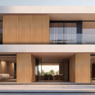 Chopin - Set 6 Pannelli Fonoassorbenti Decorativi 235x18 cm per Interno ed Esterno in WPC Oak