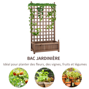 Jardinière sur pieds inserts d'irrigation inclus bois massif sapin traité