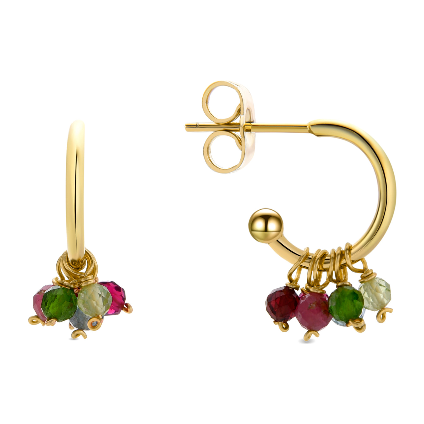 Pendientes de Cristal Multicolor acabados en oro amarillo de 18K