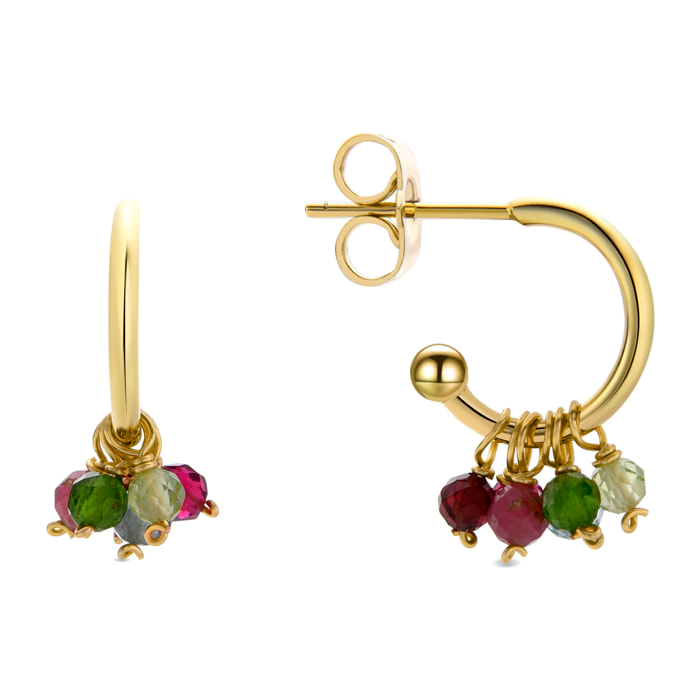 Pendientes de Cristal Multicolor acabados en oro amarillo de 18K