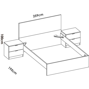 Letto matrimonialeLupit, Sommier per camera da letto, Giroletto per stanza, Struttura porta materasso, 266x205 h100 cm, Bianco