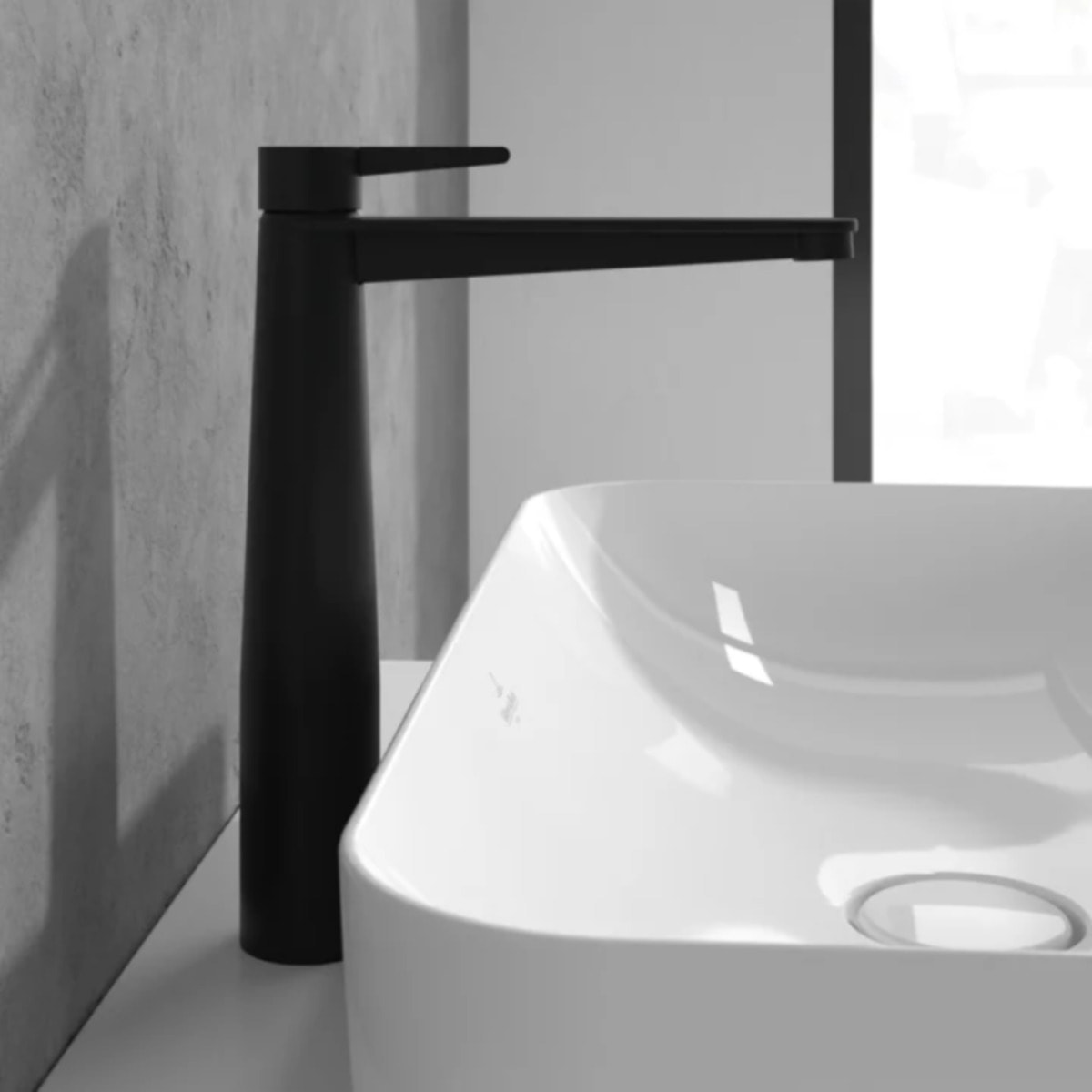 Mitigeur lavabo surélevé Conum avec vidage Push Open Noir mat